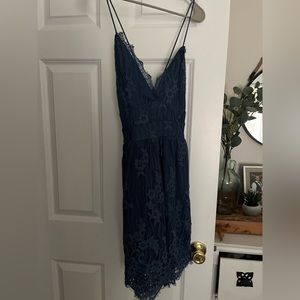 Blue lace up dress